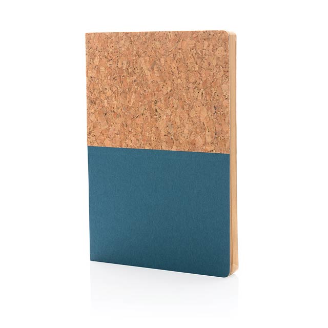 A5 cork & kraft notebook, blue - blue