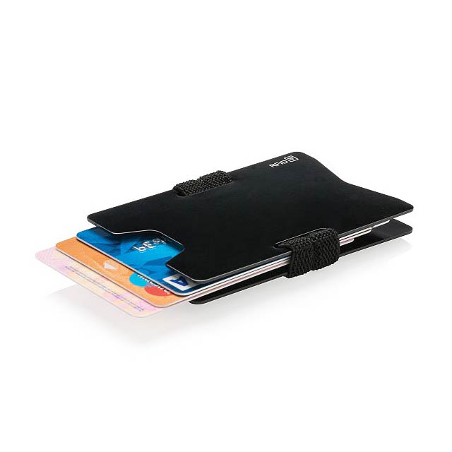 Aluminium RFID anti-skimming minimalist wallet, black - black