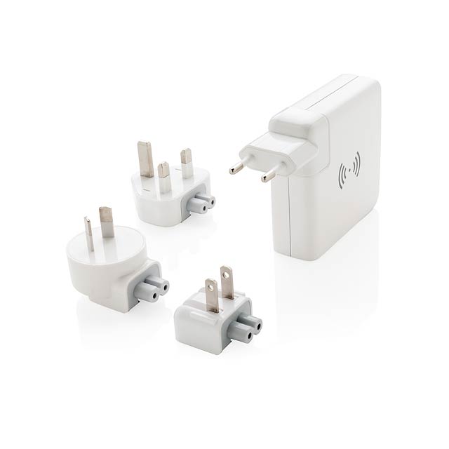 Travel adapter wireless powerbank - white