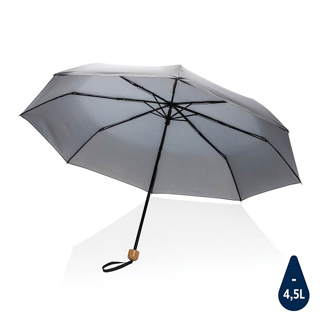 20.5" Impact AWARE™ RPET Pongee bamboo mini umbrella, anthra - black