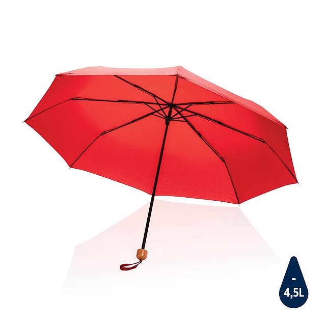 20.5" Impact AWARE™ RPET Pongee bamboo mini umbrella, red - red