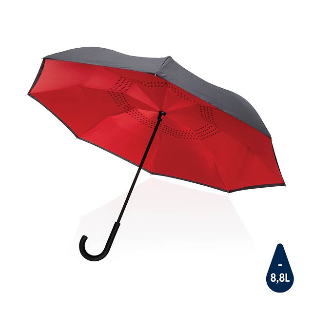 23" Impact AWARE™ RPET 190T reversible umbrella, red - red