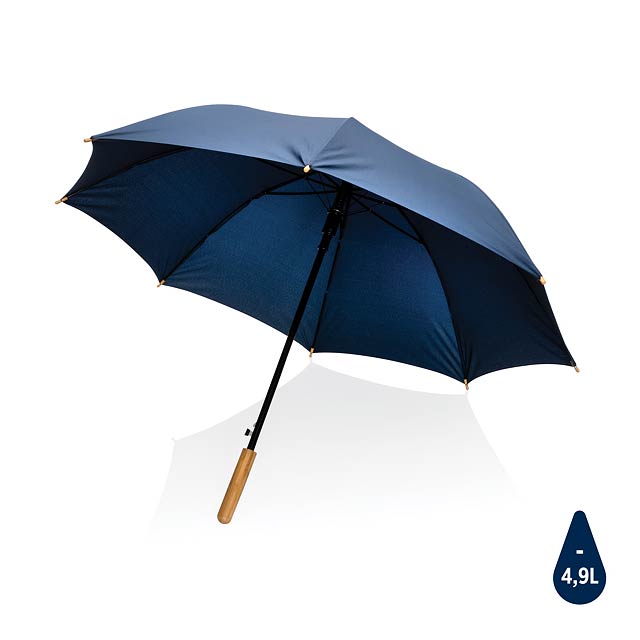 23" Impact AWARE™ RPET 190T auto open bamboo umbrella, navy - blue