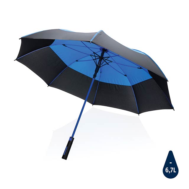 27" Impact AWARE™ RPET auto open stormproof umbrella, blue - blue