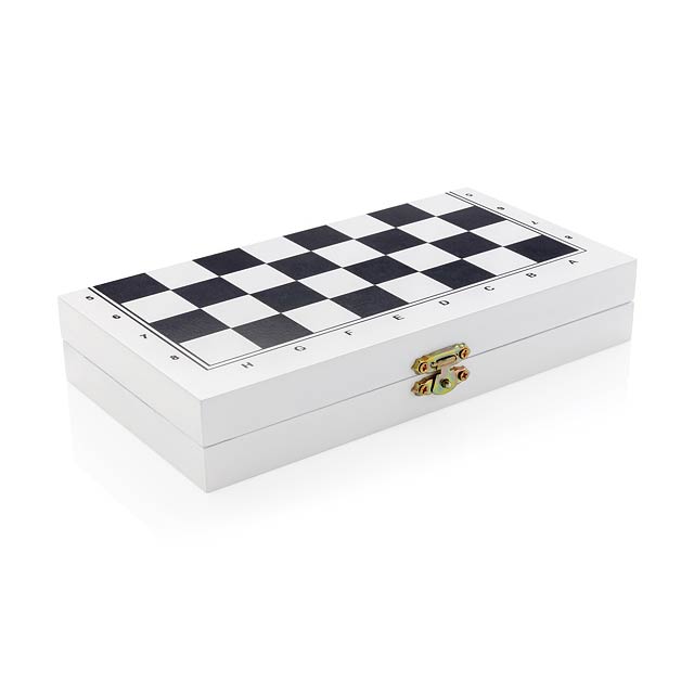 Desková hra 3 v 1 v dřevěné krabičce, bílá - biela