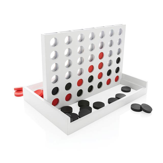 Connect four wooden game, white - white