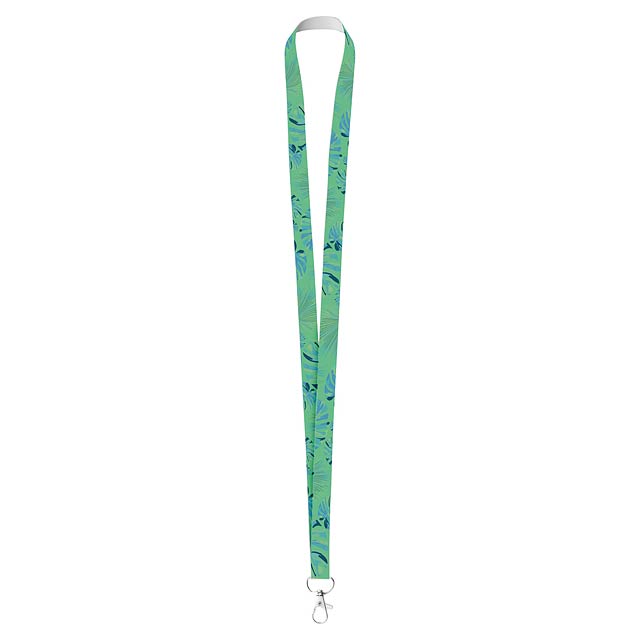 Lanyard made of recycled RPET with a 1.5 cm single-sided print - gold