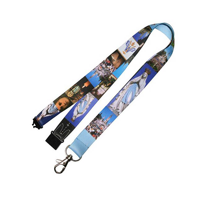 Lanyard with safety buckle behind the neck with 1.5 cm single-sided print - gold