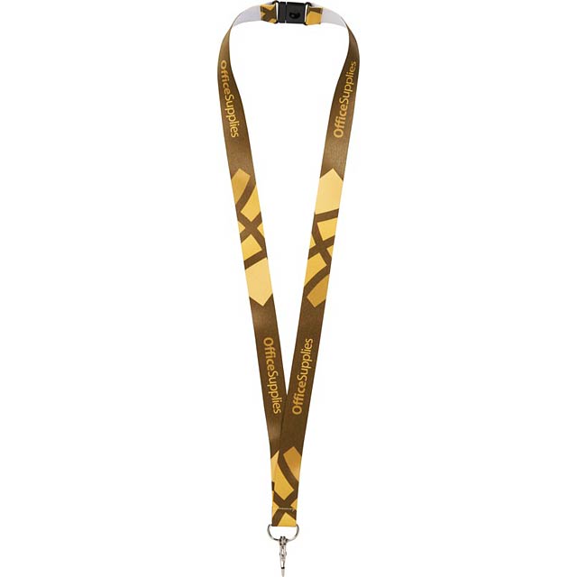 Lanyard with safety buckle behind the neck with one-sided print 2 cm - gold