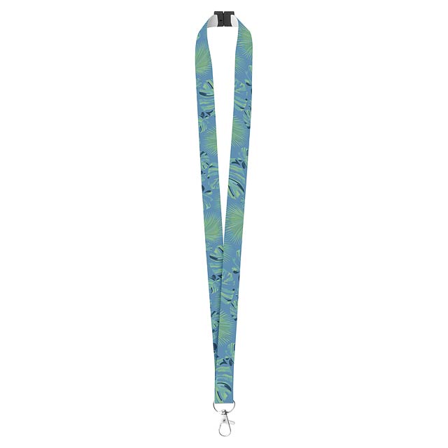 Lanyard with safety buckle behind the neck with a one-sided print of 2.5 cm - gold