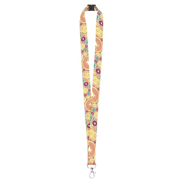 Lanyard with safety buckle behind the neck with 1.5 cm double-sided print - gold