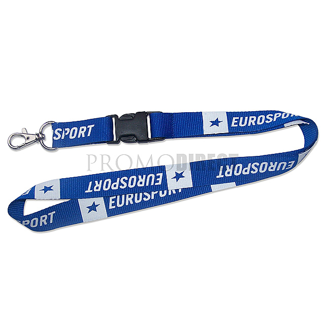 Lanyard with plastic clasp and 1.5 cm single-sided print - gold