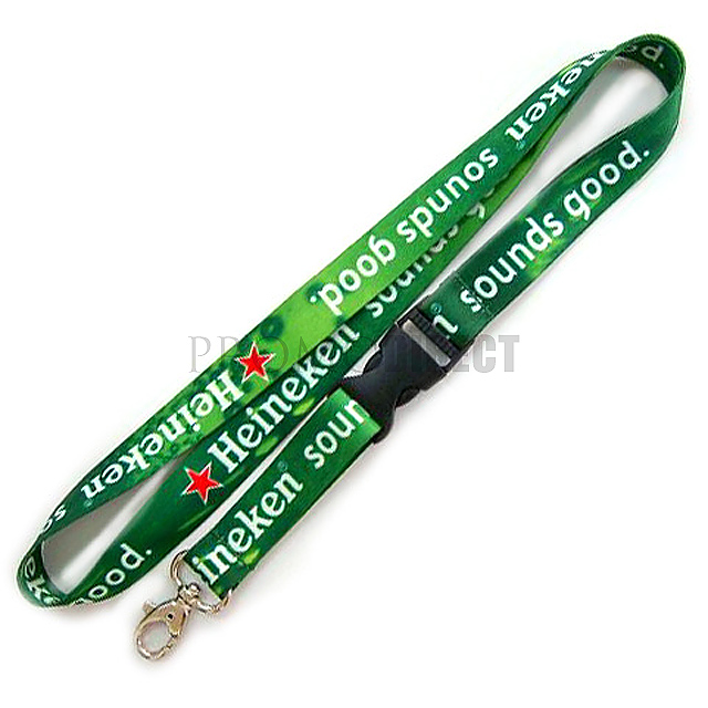 Lanyard with plastic buckle and one-sided print 2.5 cm - gold