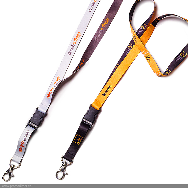 Lanyard with plastic clasp and 1 cm double-sided print - gold