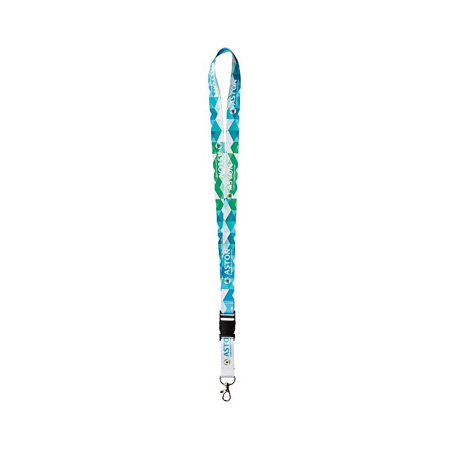 Recycled RPET Lanyard with plastic clasp and 1 cm double-sided print - gold
