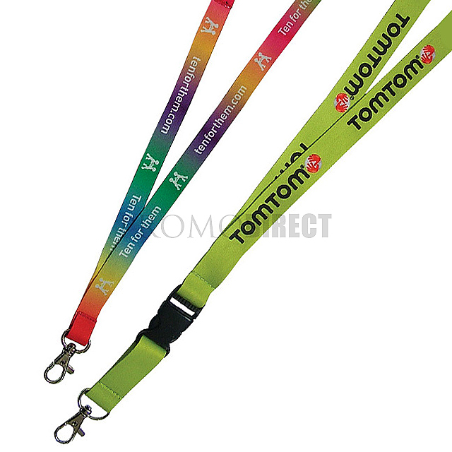 Lanyard with plastic buckle and 1.5 cm double-sided print - gold