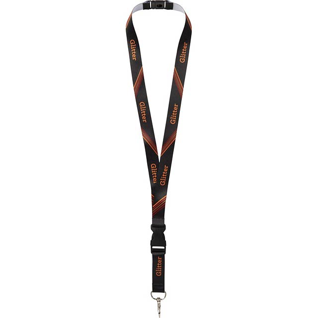 Lanyard with safety buckle behind the neck with plastic buckle and 2-sided print - gold