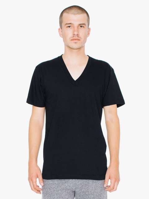 American Apparel Unisex Fine Jersey V-neck T-shirt - čierna