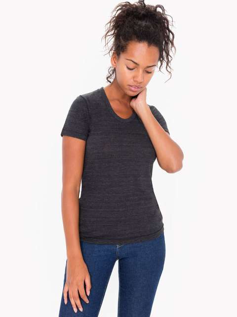 American Apparel Women's Tri-blend Short Sleeve Track T-shirt - černá