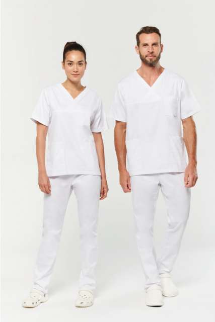 Designed To Work Unisex Short Sleeve Cotton Tunic - Weiß 