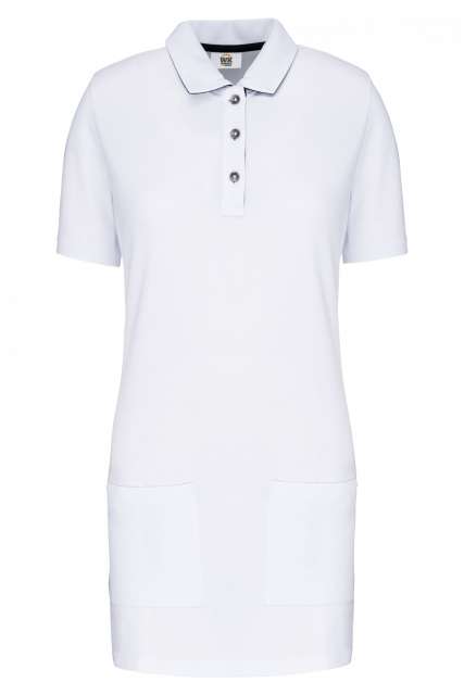 Designed To Work Ladies’ Short-sleeved Longline Polo Shirt - white