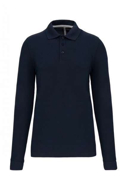 Designed To Work Men's Long-sleeved Polo Shirt - modrá