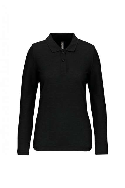 Designed To Work Ladies' Long-sleeved Polo Shirt - čierna