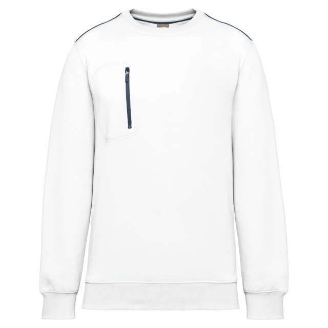 Designed To Work Unisex Daytoday Contrasting Pocket Sweatshirt - biela