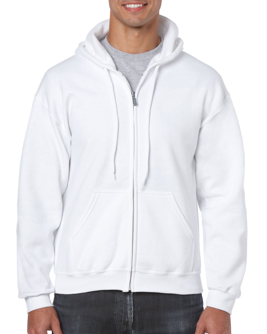 Gildan Heavy Blend™ Adult Full Zip Hooded Sweatshirt - biela