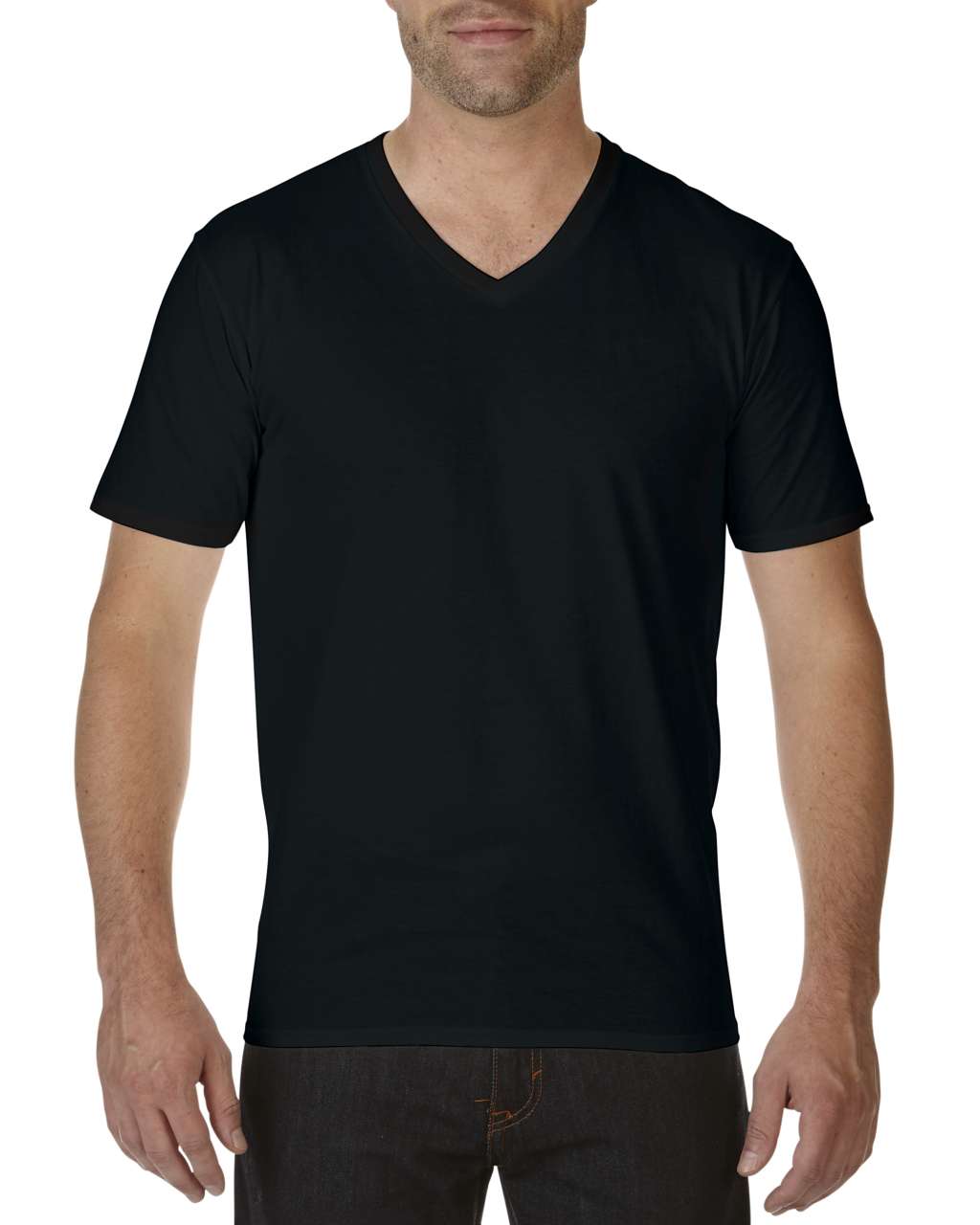 Gildan Premium Cotton® Adult V-neck T-shirt - čierna