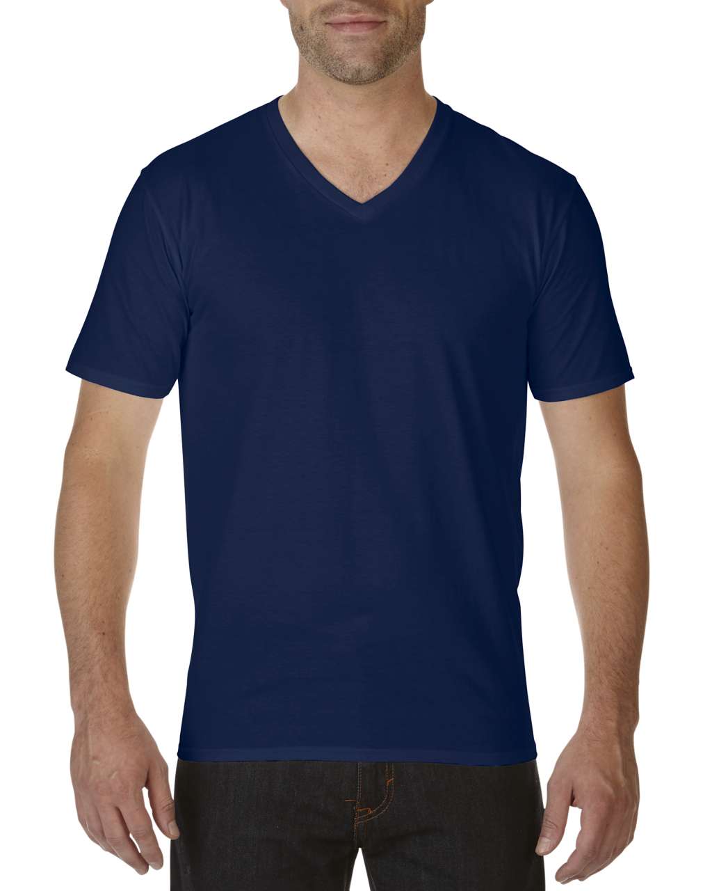 Gildan Premium Cotton® Adult V-neck T-shirt - modrá