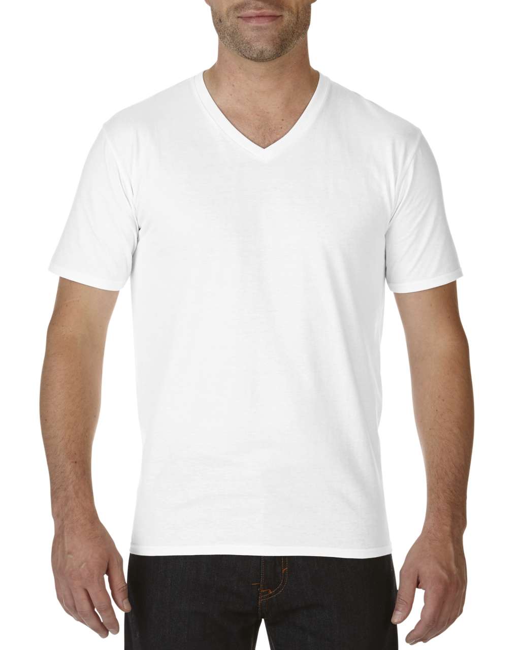 Gildan Premium Cotton® Adult V-neck T-shirt - biela