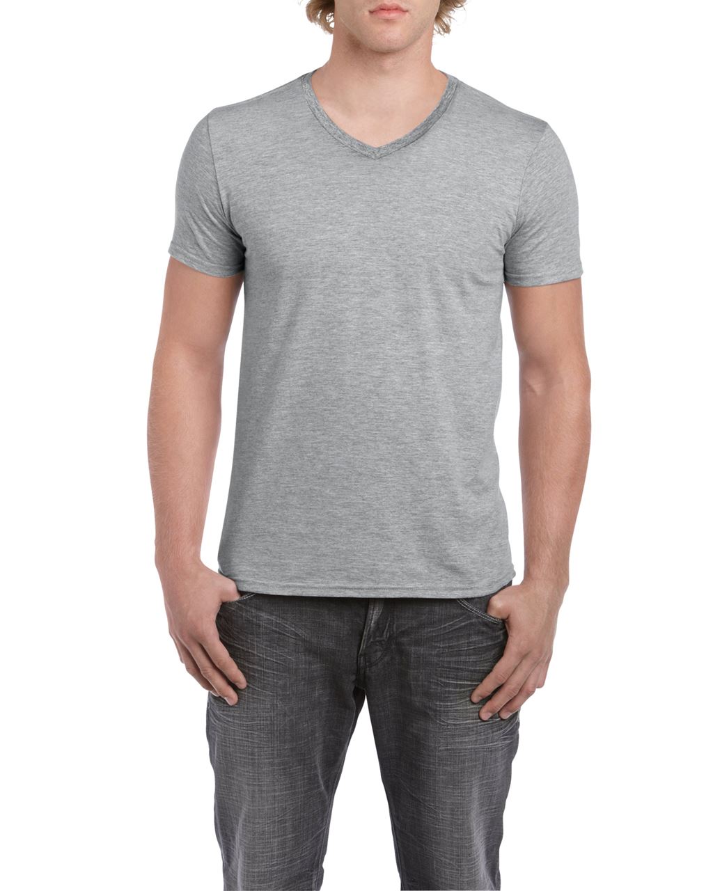 Gildan Softstyle® Adult V-neck T-shirt - šedá