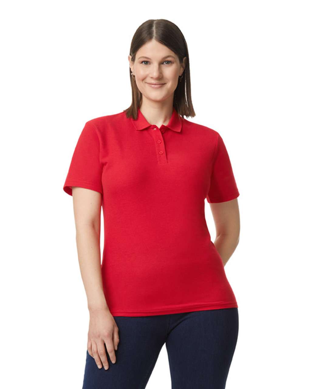 Gildan Softstyle® Ladies' Double PiquÉ Polo With 3 Colour-matched Buttons - červená