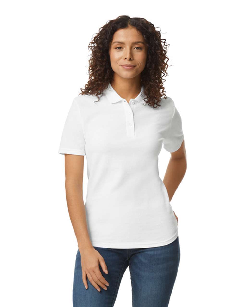 Gildan Softstyle® Ladies' Double PiquÉ Polo With 3 Colour-matched Buttons - Weiß 