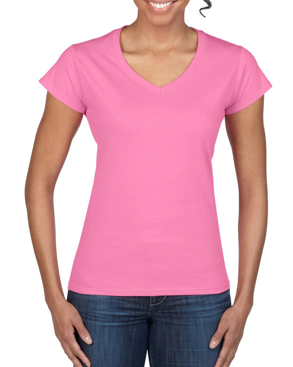 Gildan Softstyle® Ladies' V-neck T-shirt - ružová