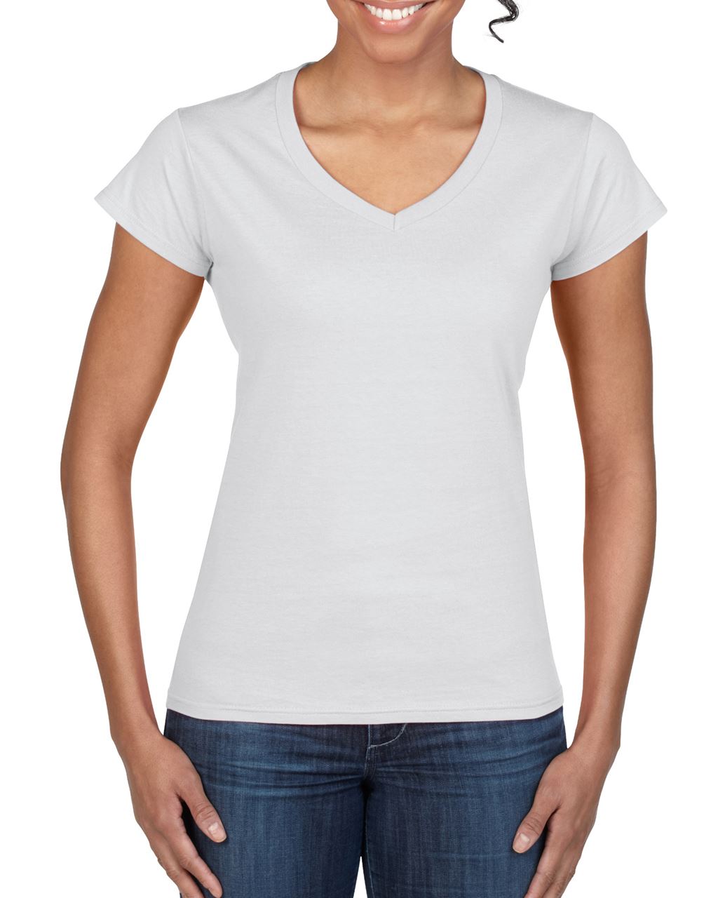 Gildan Softstyle® Ladies' V-neck T-shirt - bílá
