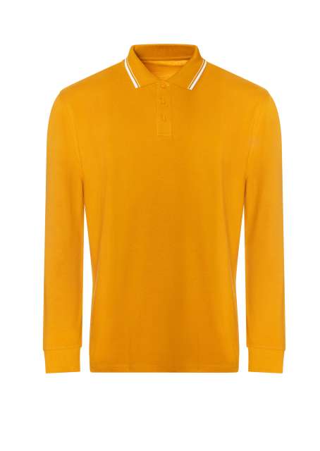 Just Polos Long Sleeve Tipped 100 Polo - Just Polos Long Sleeve Tipped 100 Polo - Old Gold