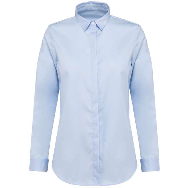 Kariban Premium Ladies' Long-sleeved Twill Shirt - modrá
