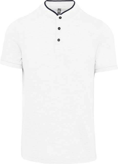 Kariban Men's Short Sleeve Polo Shirt With Mandarin Collar - bílá
