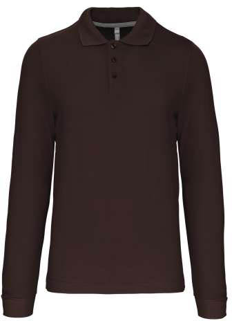 Kariban Men's Long-sleeved Polo Shirt - Kariban Men's Long-sleeved Polo Shirt - Dark Chocolate