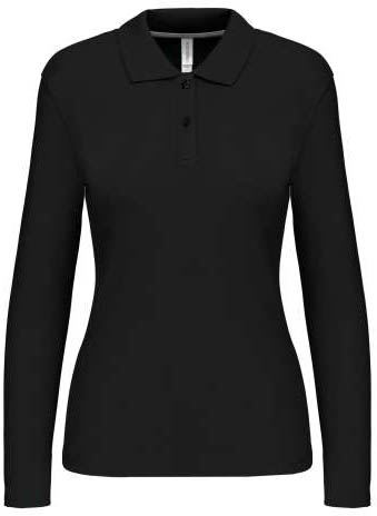 Kariban Ladies' Long-sleeved Polo Shirt - černá