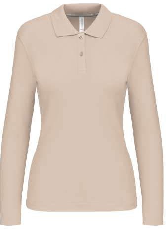 Kariban Ladies' Long-sleeved Polo Shirt - hnedá
