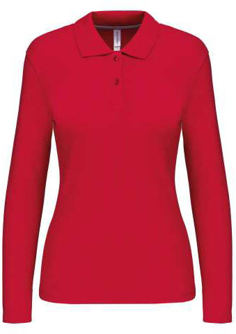 Kariban Ladies' Long-sleeved Polo Shirt - Kariban Ladies' Long-sleeved Polo Shirt - Cherry Red