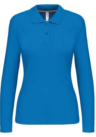 Kariban Ladies' Long-sleeved Polo Shirt - modrá