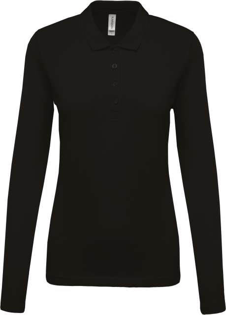 Kariban Ladies’ Long-sleeved PiquÉ Polo Shirt - čierna