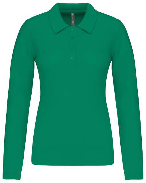 Kariban Ladies’ Long-sleeved PiquÉ Polo Shirt - Kariban Ladies’ Long-sleeved PiquÉ Polo Shirt - Kelly Green