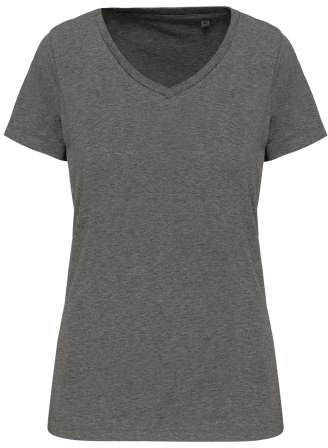 Kariban Ladies' Supima® V-neck Short Sleeve T-shirt - šedá