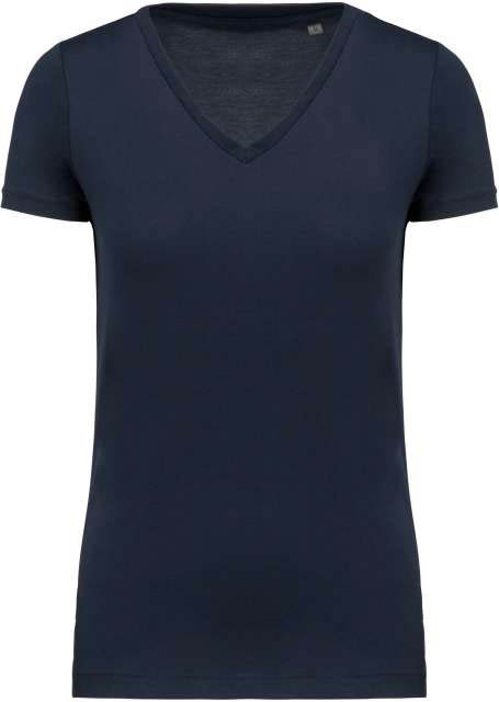 Kariban Ladies' Supima® V-neck Short Sleeve T-shirt - modrá