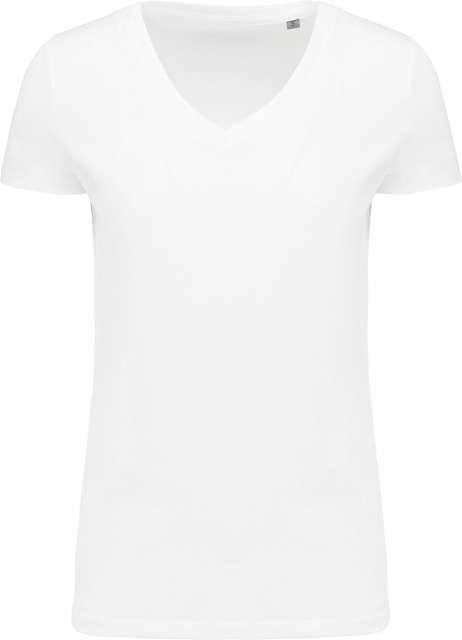 Kariban Ladies' Supima® V-neck Short Sleeve T-shirt - biela